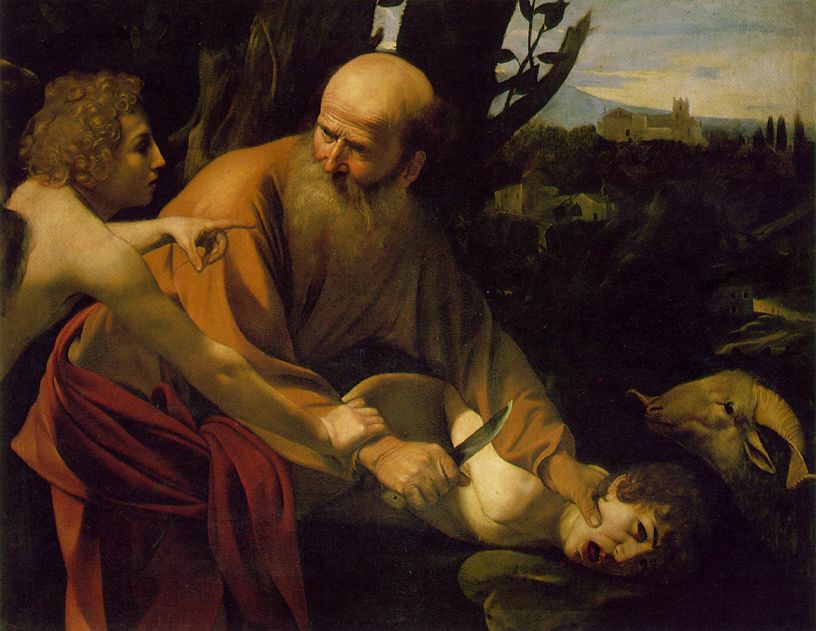 カラヴァッジョ　「イサクの犠牲」　1601-02　　Oil on canvas, 104 x 135 cm　　フィレンツェ、ウフィツィ美術館